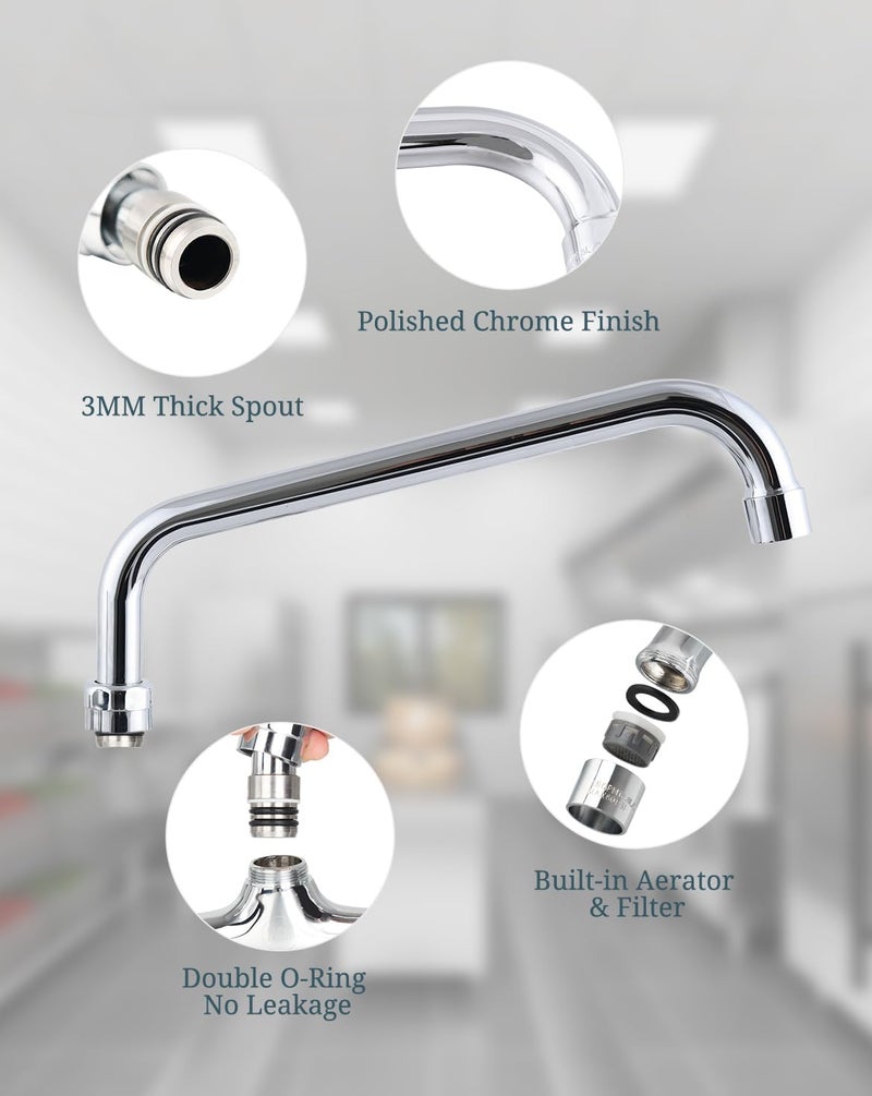 Phivan Commercial Faucet Parts 8 Inch Swivel Spout Replacement Kit for Commercial Kitchen Sink Faucet 1.8 GPM Stainless Steel Swivel Swing Add-on Nozzle for 2 or 3 Bay Compartment Sinks - Image 3