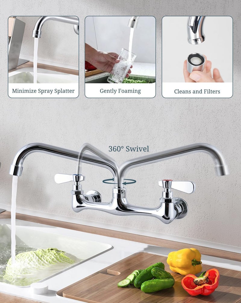 Phivan Commercial Faucet Parts 8 Inch Swivel Spout Replacement Kit for Commercial Kitchen Sink Faucet 1.8 GPM Stainless Steel Swivel Swing Add-on Nozzle for 2 or 3 Bay Compartment Sinks - Image 4