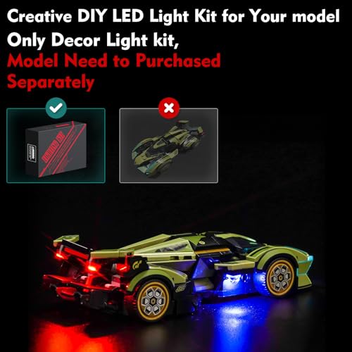 LocoLee LED Light Kit Compatible with Lego 76923 Lamborghini Lambo V12 Vision GT Super Car No Models Only Light Creative Lighting Set Accessories Compatible with Lego 76923 Set - Image 5
