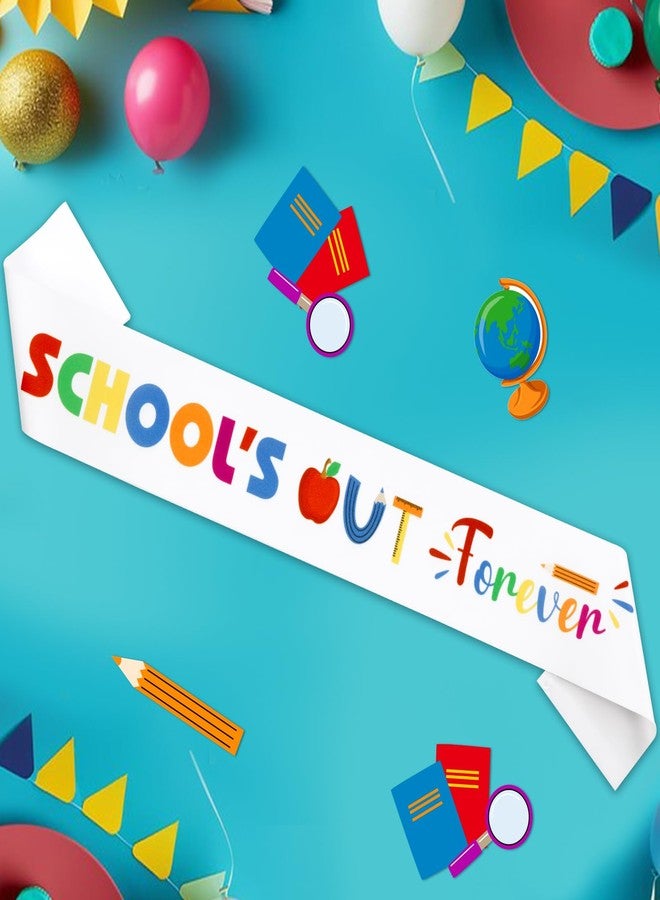 Serencatcher Teacher Retirement Party Decorations, School's Out Forever Retirement Sash Satin for Funny Teacher Officially Retired Happy Retirement We Will Miss You Party Decorations Favors - Image 4