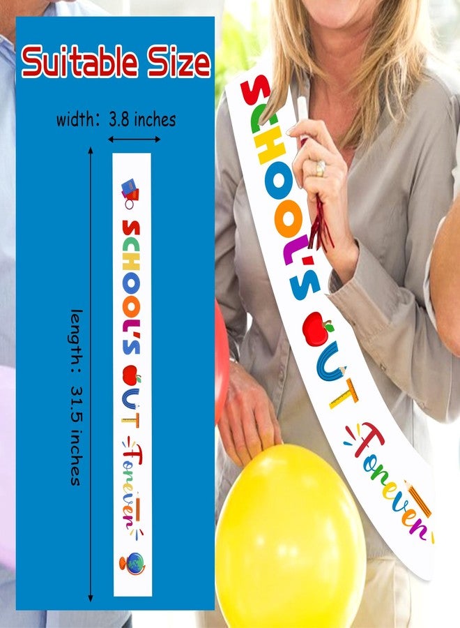 Serencatcher Teacher Retirement Party Decorations, School's Out Forever Retirement Sash Satin for Funny Teacher Officially Retired Happy Retirement We Will Miss You Party Decorations Favors - Image 2