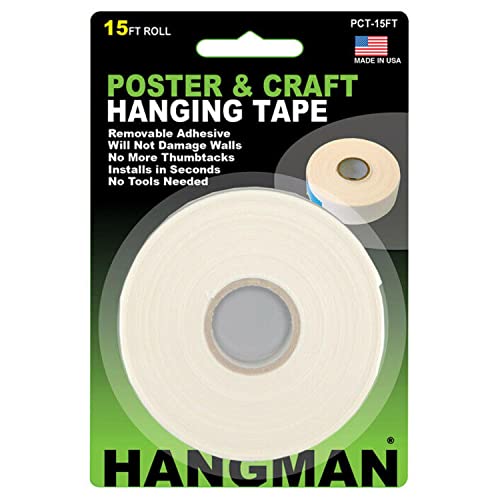 Hangman PCT-15 Removable Double-Sided Poster & Craft Tape (15ft, 15' Roll, Beige - Image 1