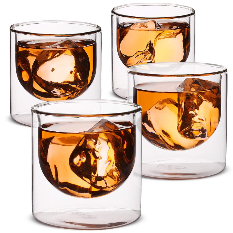 Brew To A Tea BTaT- Double wall glass, Set of 4 (5 oz, 150 ml), Insulated Drinking Glasses, Espresso Cups, Glass Coffee Cups, Cappuccino Cups, Scotch Glasses, Glass Mug for Hot & Cold Beverages - Image 1