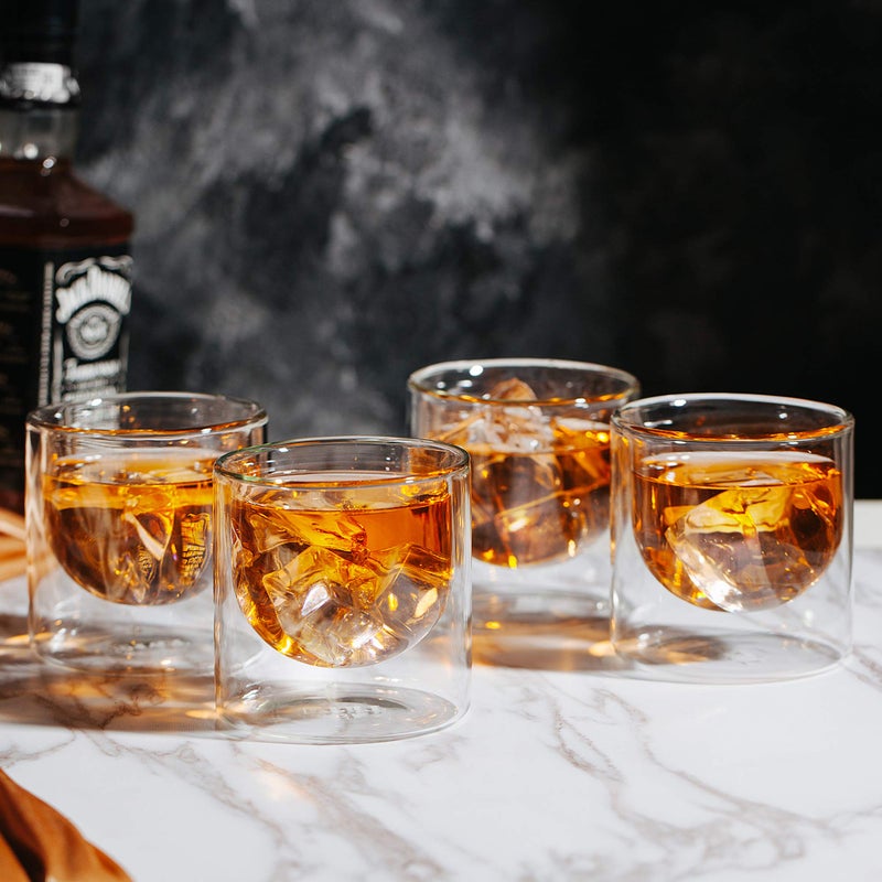 Brew To A Tea BTaT- Double wall glass, Set of 4 (5 oz, 150 ml), Insulated Drinking Glasses, Espresso Cups, Glass Coffee Cups, Cappuccino Cups, Scotch Glasses, Glass Mug for Hot & Cold Beverages - Image 5