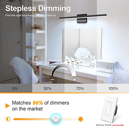 VOLISUN Modern Bathroom Vanity Light 23.6 inch, 14W Dimmable 5CCT Led Bathroom Light Fixture Over Mirror, Black Bar Vanity Light for Bathrooms Mirror Cabinets Bedroom-ETL Certificated - Image 3