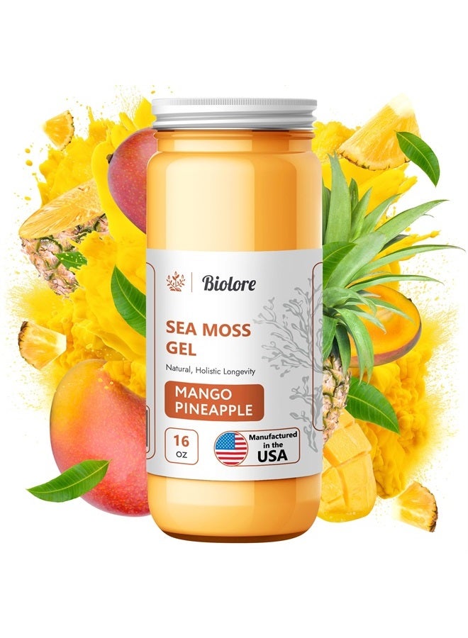 Biolore Sea Moss Gel Mango-Pineapple 16Oz Made in USA - Supercharge Your Health Raw Wildcrafted Irish Seamoss - Essential Vitamins & Minerals - Antioxidant-Rich Vegan Superfood for Immune Support - Image 1