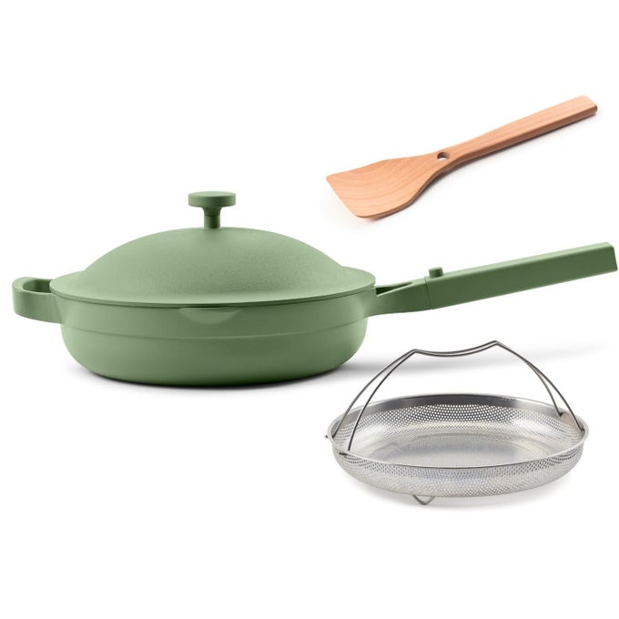 ALWAYS PAN 20105 26 QT NONSTICK TOXINFREE CERAMIC COOKWARE PATENTED 10IN1 ALUMINUM FRYING SAUT PAN SAFE FOR OVEN INDUCTION ALL COOKTOPS UP TO 450F SAGE