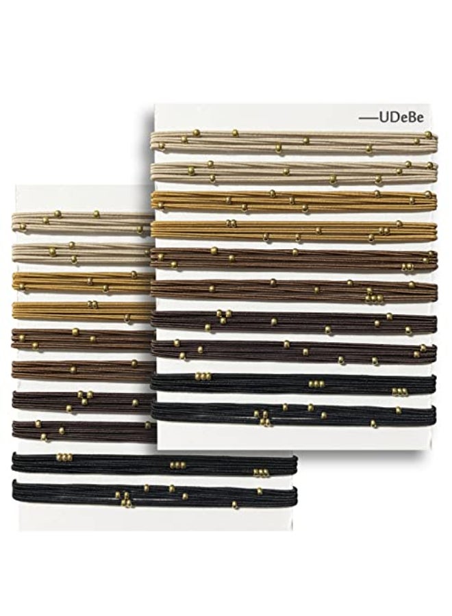 UDeBe Fashion Hair Ties with Golden Beads Thin Hair Elastics Tie for Thick Hair 20 PCS Basics Mix - Image 1
