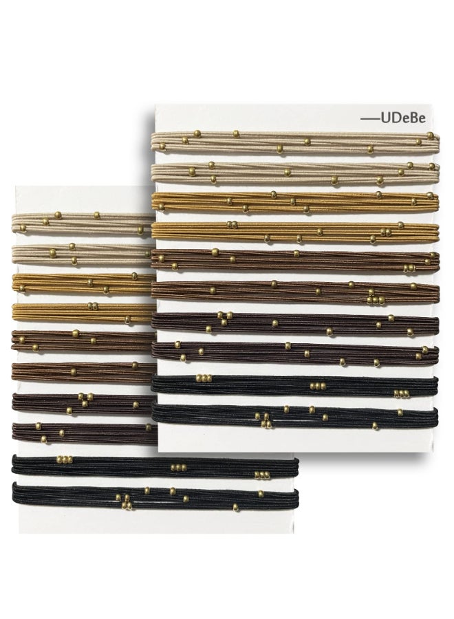 UDeBe Fashion Hair Ties with Golden Beads Thin Hair Elastics Tie for Thick Hair 20 PCS Basics Mix - Image 2