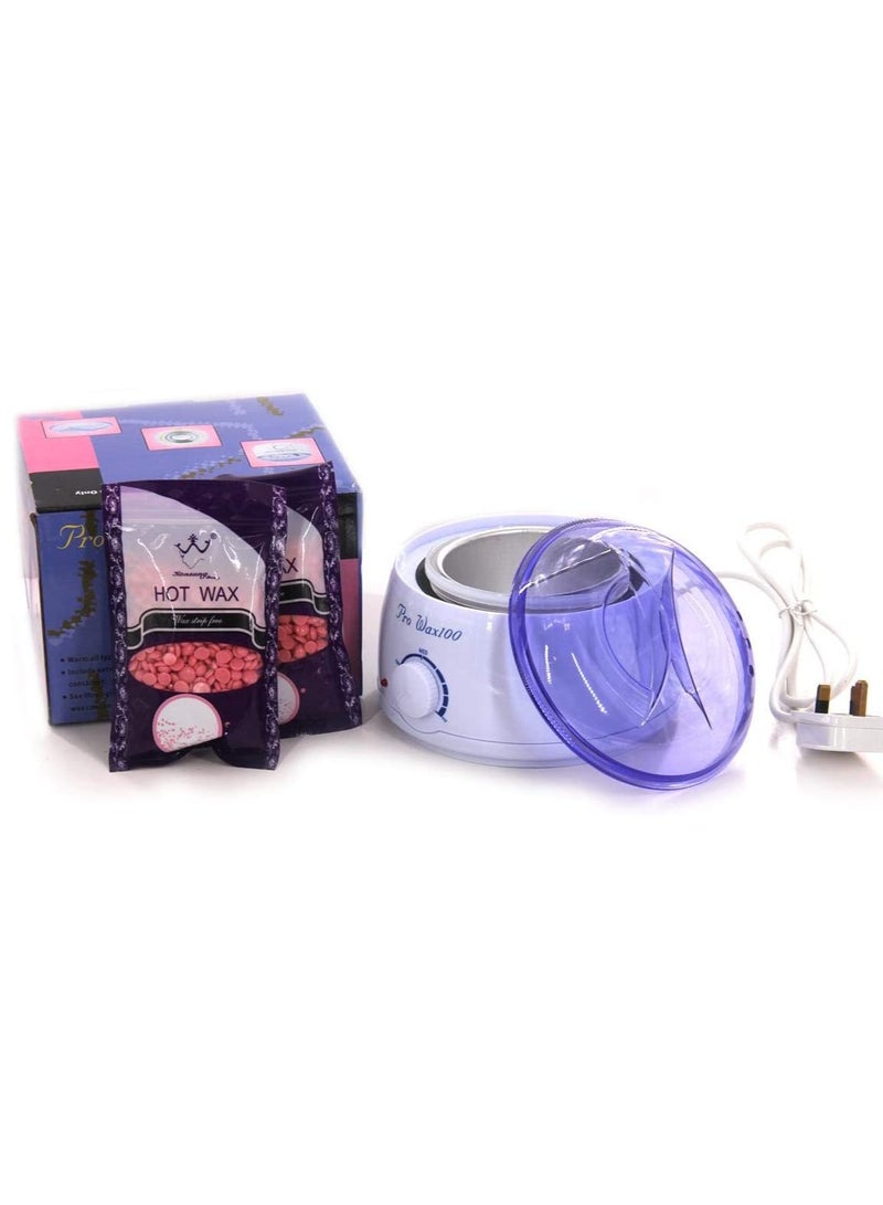 Pack Of 2 Hot Wax With Wax Heating Machine White/Purple/Pink