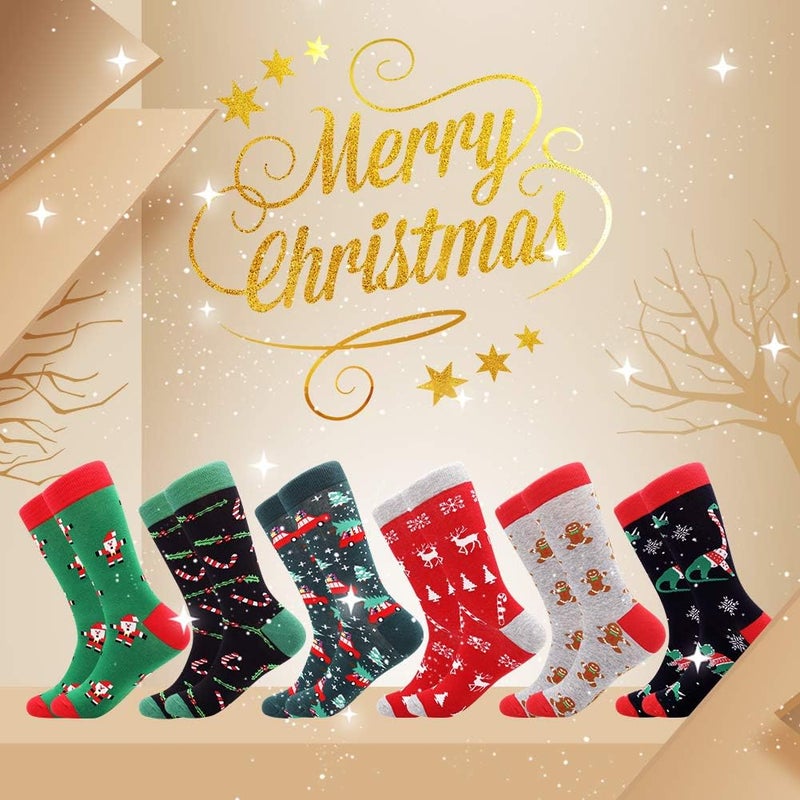 BISOUSOX Mens Dress Socks Funny Fun Colorful Crazy Funky Crew Socks for Men Novelty Happy Cotton Size 9-12 - Image 2