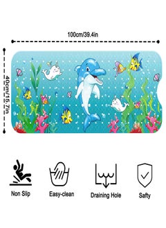 Beauenty Cartoon Non-Slip Bath Mat for Kids, 40x16 Inch Extra Long Baby Bath Mat, Anti-Slip Shower Mat with Suction Cups and Drain Holes, Machine Washable and Durable  - Image 4