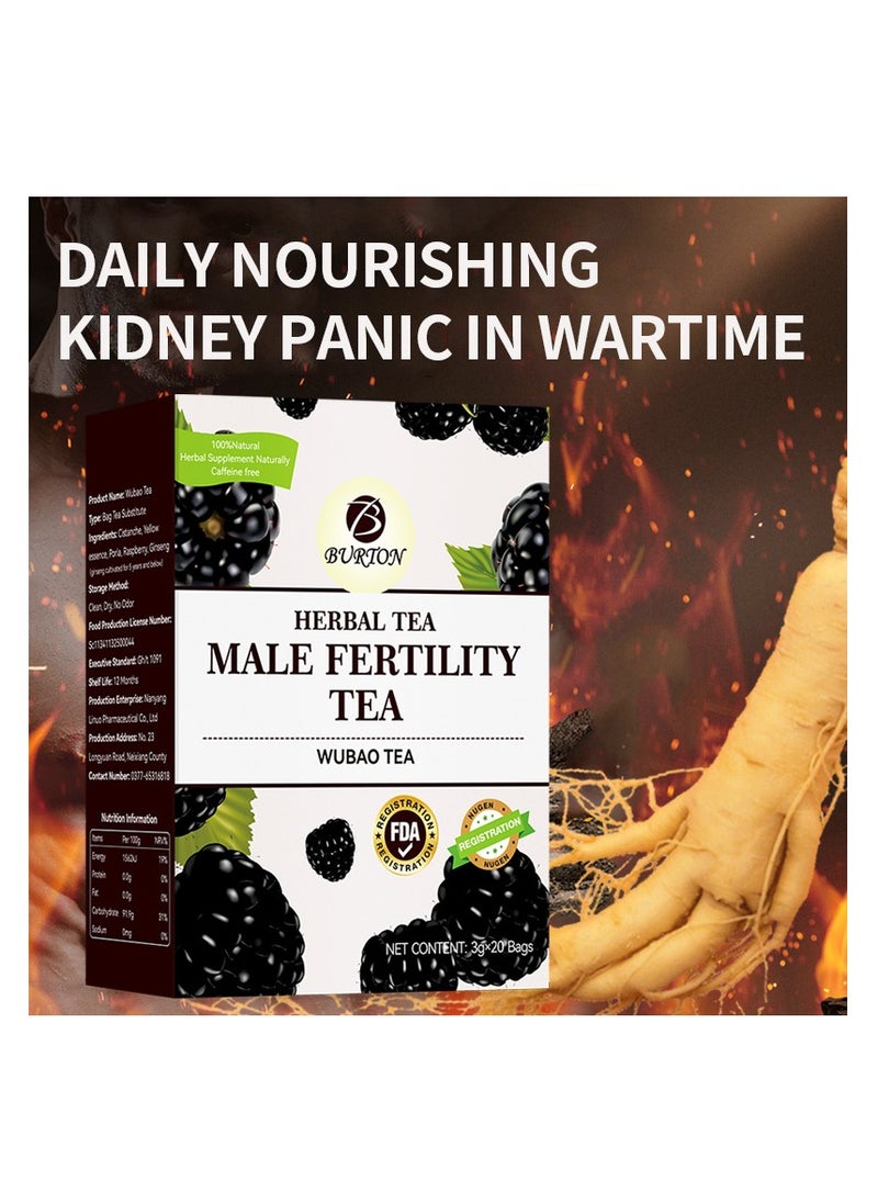 BURTON Fruit Mulberry Raspberry Tea, Herbal Tea, Caffeine Free,Five Precious Tea Stay Up Late Male Tea,Slimming Tea Provides Energy Diet Control 20 Bags  - Image 3