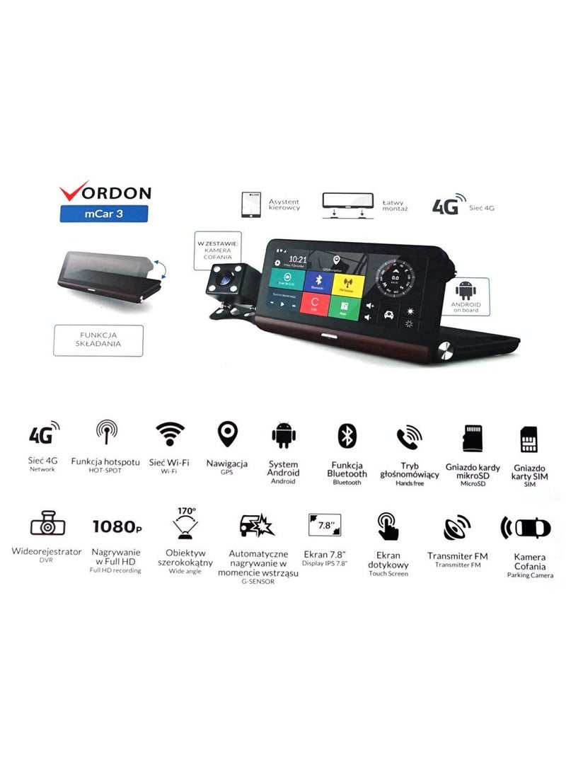 Crony V9 7.0 بوصة 4G GPS Navigation+DVR Vordon mCAR - 2CH مع GPS وWiFi - Image 3