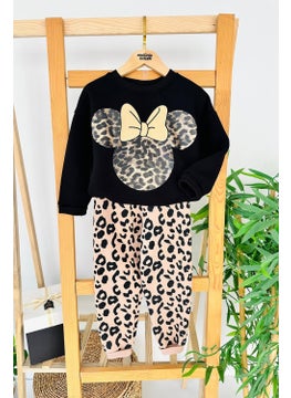 Miniğimin Cicileri My Little Ones Bow Leopard Detailed Girl's Winter Set - Black 