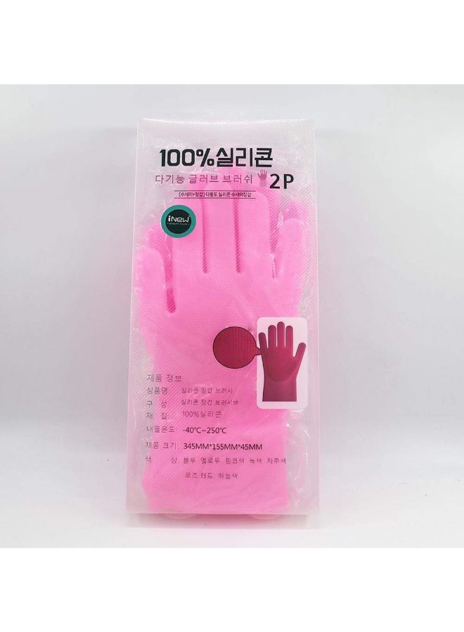 Magic Silicone Gloves With Wash Scrubber Pink 35.7 x 16.5centimeter - Image 4