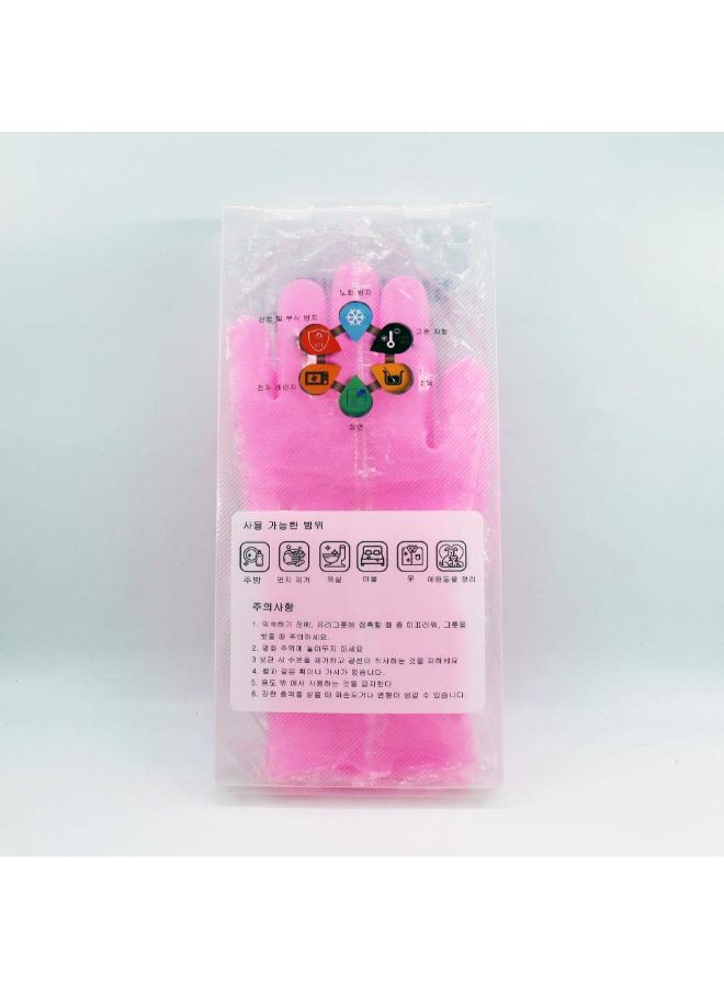Magic Silicone Gloves With Wash Scrubber Pink 35.7 x 16.5centimeter - Image 5