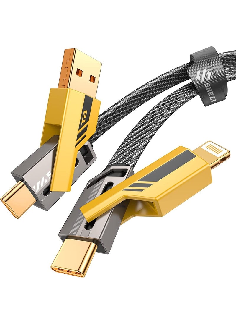 Megamus - 4in1 Usb+C Type C To Lightning Charging Cable Metal Head Rugged Cable 60W Pd Fast Charging - Image 1