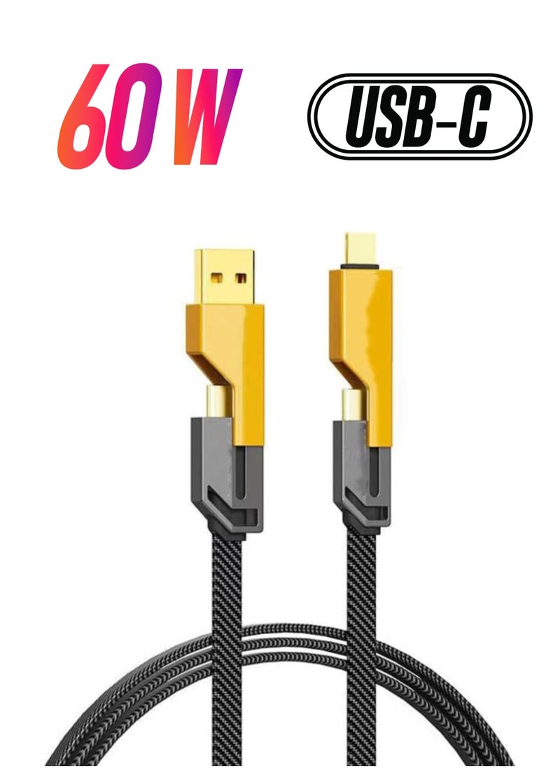 Megamus - 4in1 Usb+C Type C To Lightning Charging Cable Metal Head Rugged Cable 60W Pd Fast Charging - Image 1