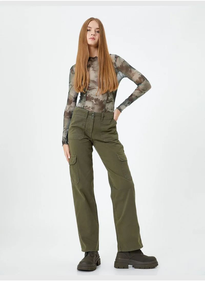 كوتون Pocket Detail Medium Rise Cargo Pants