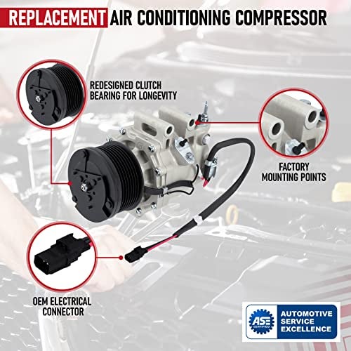 AA Ignition AC Compressor - A/C Compressor Compatible with Honda Civic 2006-2011, 1.8L - Replaces 38810RRBA01, 38800-RNA-A010-M, 38800-RNB-A02, 38800RNAA010M2, 38800RNAA01 - HVAC Air Conditioning Compressor - Image 4