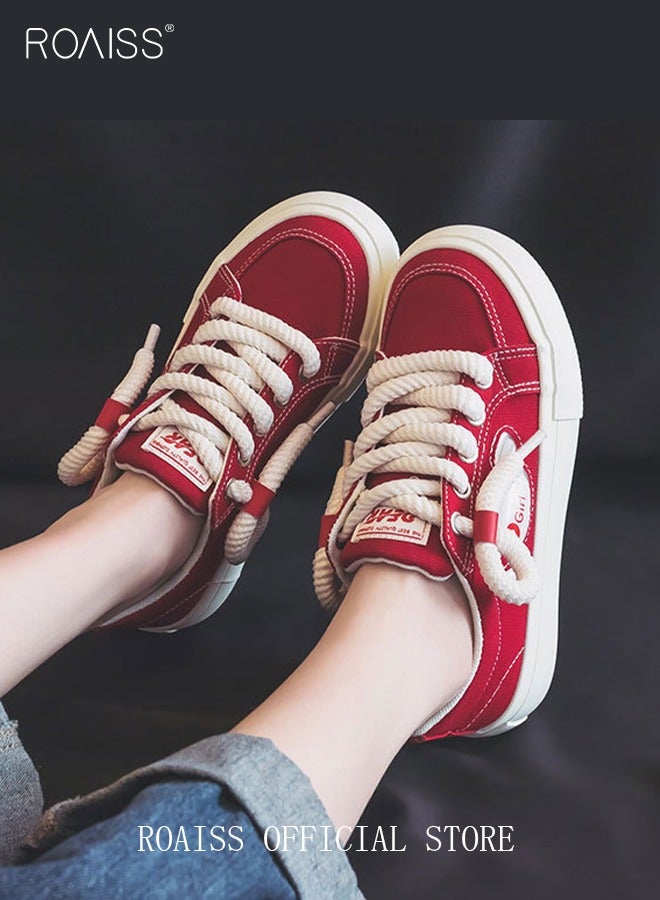 رويس أحذية نسائية كلاسيكية من القماش، أحذية برباط منخفضة، أحذية رياضية غير رسمية متعددة الاستخدامات للسيدات، أحذية مسطحة مريحة بنعل مانع للانزلاق، مناسبة للارتداء اليومي والأنشطة الخارجية - Image 1