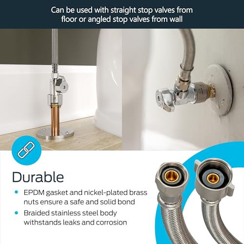Eastman 12 Inch Steel-Flex Braided Toilet Connector, 7/8 Inch Ballcock x 1/2 Inch Compression, Stainless Steel Toilet Supply Line, 48114 - Image 5