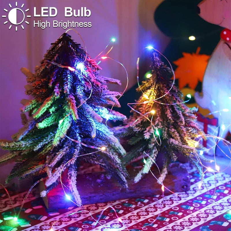 YAOZHOU Christmas Decorations Multicolor Fairy String Lights, Battery Operated with Timer, 2 Pack Total 33FT 100 Led Mini Battery Powered Twinkle Mason Jar Waterproof Firefly Lights DIY Party - Image 3