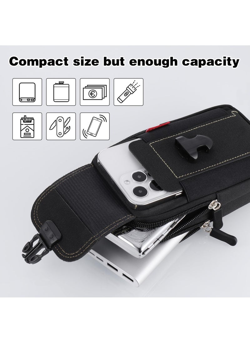 KASTWAVE - Tactical Molle Pouch, Black Men's Waist Belt Bag with Cell Phone Holster, EDC Pouch for Sports, Hiking, Camping,Traveling, Cycling, Fishing - Image 1