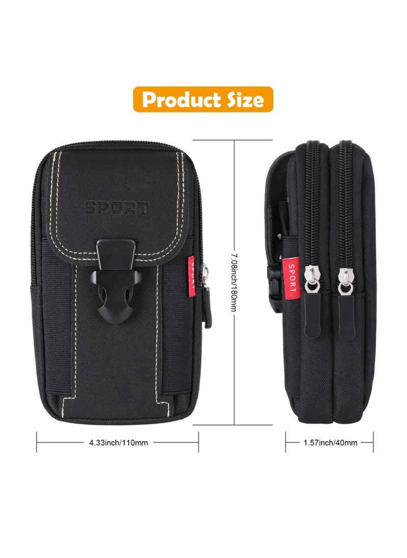 KASTWAVE - Tactical Molle Pouch, Black Men's Waist Belt Bag with Cell Phone Holster, EDC Pouch for Sports, Hiking, Camping,Traveling, Cycling, Fishing - Image 1