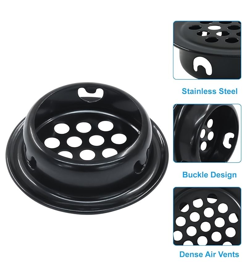 1.34 Inch Stainless Steel Black Round Ventilation Hole Insect Screen 21 Pack