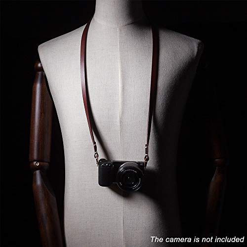 CANPIS Genuine Leather Camera Neck Shoulder Strap Compatible with Fujifilm Sony Olympus Panasonic Lecia Canon Nikon Mirrorless Compact Cameras (Brown, Retro Style, Slim Belt) - Image 5
