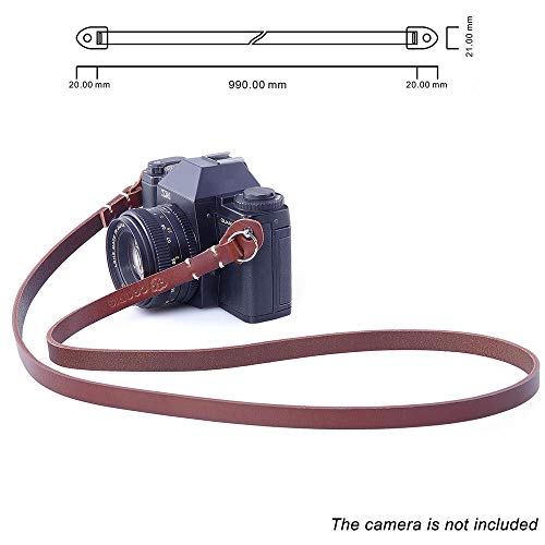 CANPIS Genuine Leather Camera Neck Shoulder Strap Compatible with Fujifilm Sony Olympus Panasonic Lecia Canon Nikon Mirrorless Compact Cameras (Brown, Retro Style, Slim Belt) - Image 2