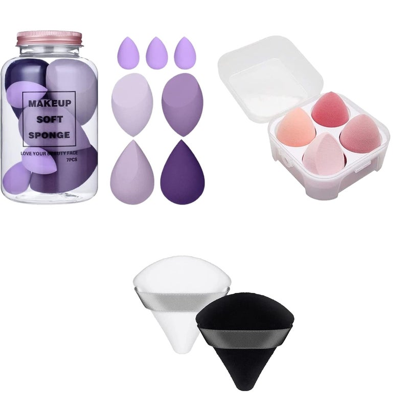 13PC Makeup Sponge Set Beauty Blender with Egg Case Soft Sponge For Liquid Foundation Creams and PowdersLatex Free Wet and Dry Makeup Multicolored 13 Pcs