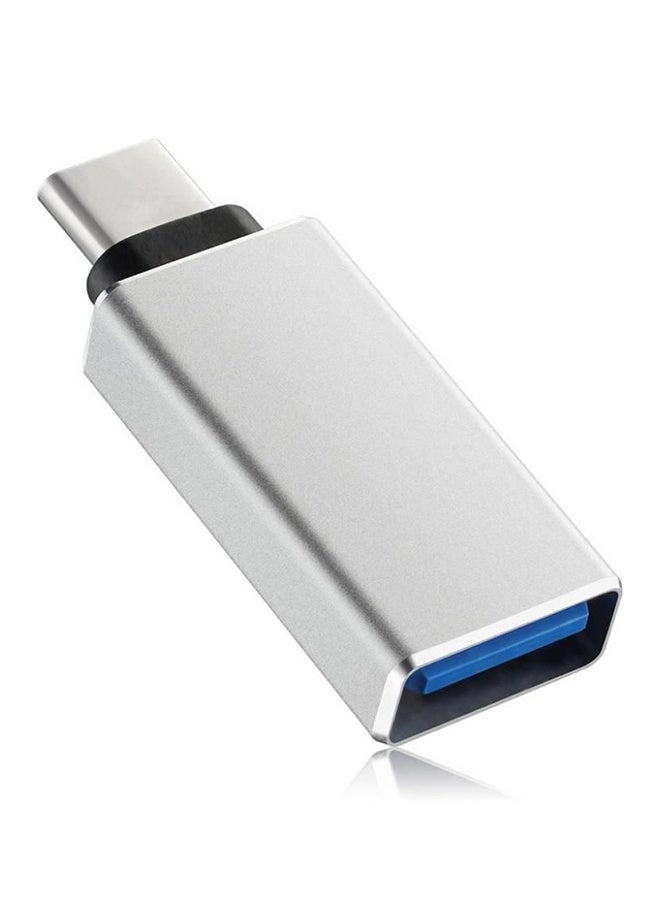 USB 3.1 Type-C to USB 3.0 OTG Adapter Connector Silver - Image 2