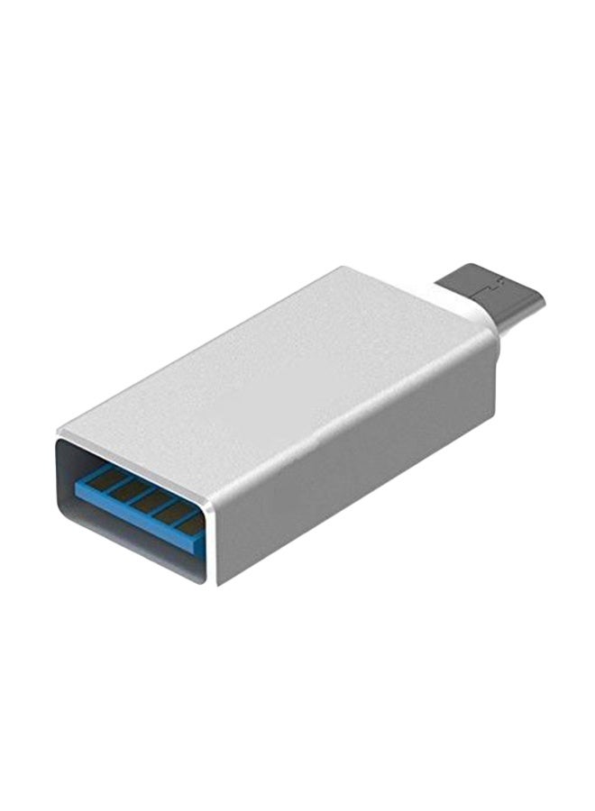 USB 3.1 Type-C to USB 3.0 OTG Adapter Connector Silver - Image 1