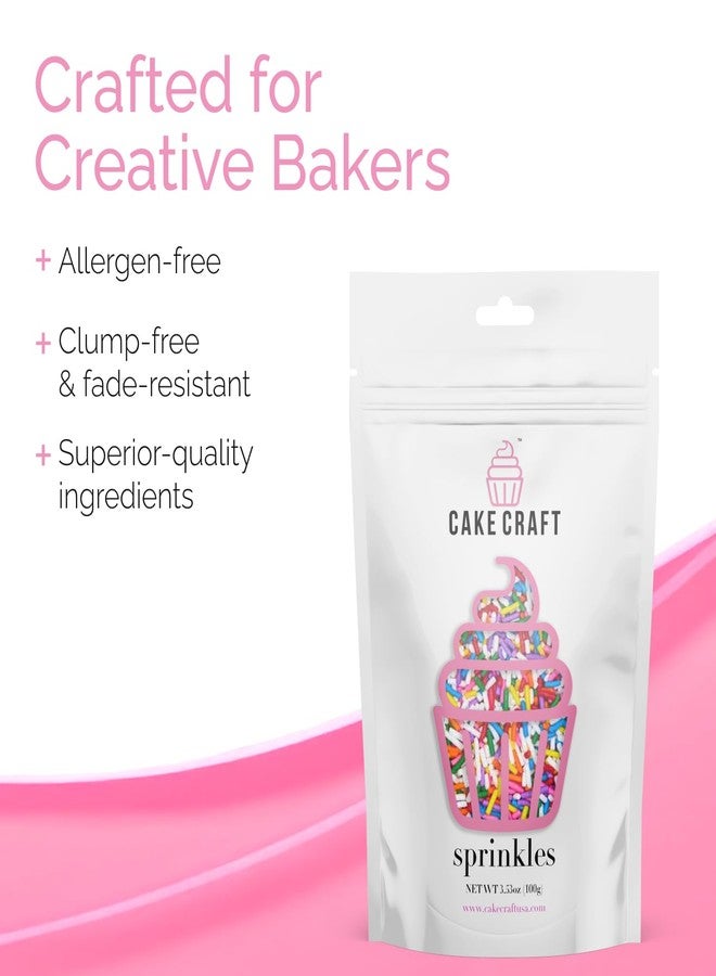 Cake Craft Sprinkles – 3-Pack (100g Each) | Decorating Cakes, Cupcakes, Cookies & More | Rainbow – Jimmies - Image 5