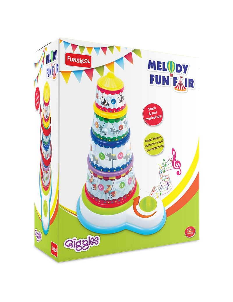 Giggles Funskool - Melody Funfair, Multicolour Musical Stacking Toy, Toy for Kids, Helps to Sort,Stack and Nest, 12 Months & Above, Infant and Preschool Toys - Image 2