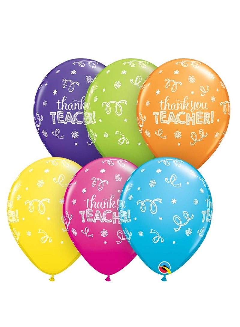 Qualatex 11" Round Latex Tropcal  Thank You Teacher 25Ct