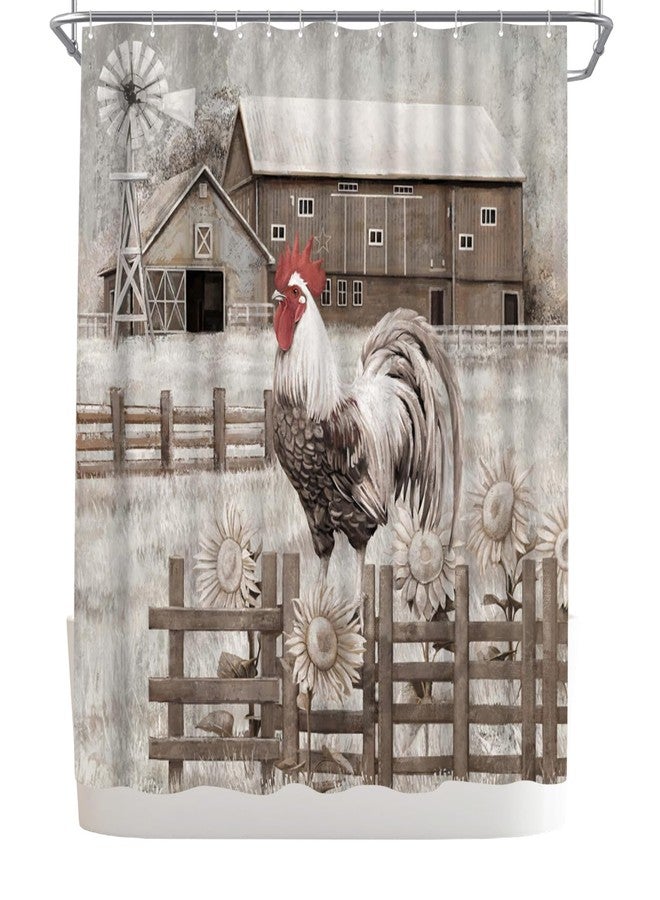 WELMECO Rustic Farmhouse Shower Curtain Chicken Shower Curtain Country Bathroom Decor Polyester Fabric 72x72inch - Image 5