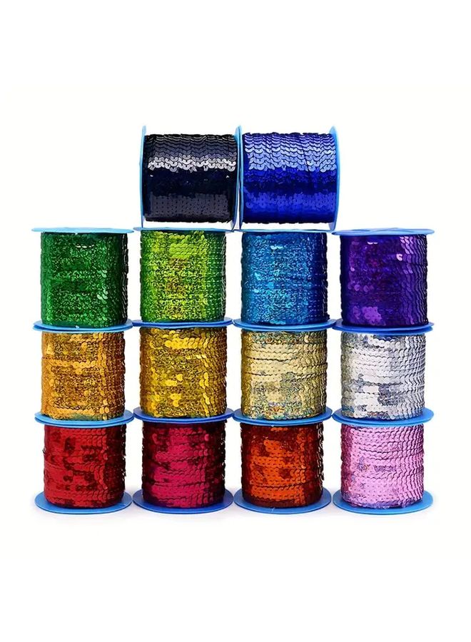 Blue 10 Yards Sequin Trim 6mm Round Flat Laser Glitter Paillettes For Crafts Sewing Scrapbooking DIY - Image 1
