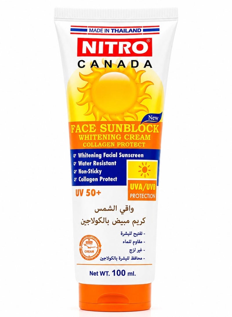 NITRO CANADA Face Sunblock Whitening Cream Collagen UV+50 - 100 g - Image 1