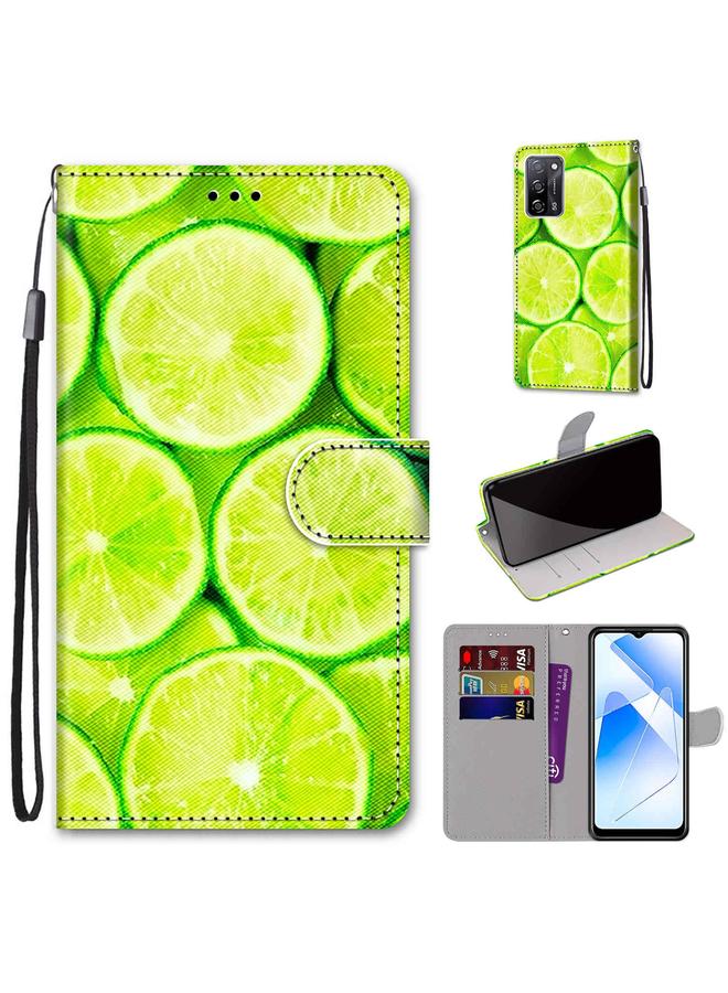 اس-توب جراب لهاتف OPPO A54 4G / A16 4G / A53s 5G / A55 5G جراب جلدي من البولي يوريثان قابل للطي أفقيًا برسومات متقاطعة ملونة مع حامل وفتحات للبطاقات ومحفظة وحبل - Image 1