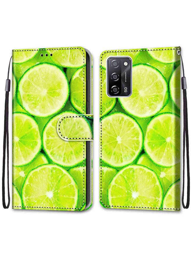 اس-توب جراب لهاتف OPPO A54 4G / A16 4G / A53s 5G / A55 5G جراب جلدي من البولي يوريثان قابل للطي أفقيًا برسومات متقاطعة ملونة مع حامل وفتحات للبطاقات ومحفظة وحبل - Image 2