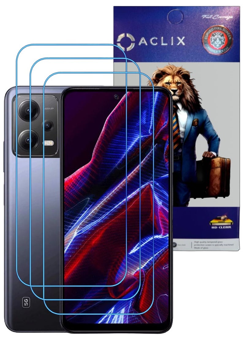 ACLIX 3 Pieces Antistatic ESD Dustproof Premium Quality High Definition Clear Tempered Glass Screen Protector Designed For Xiaomi Poco X5 - Image 1