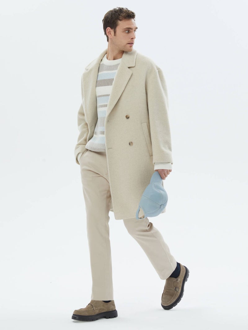 Kip Light Beige Woven Double Breasted Coat  - Image 2