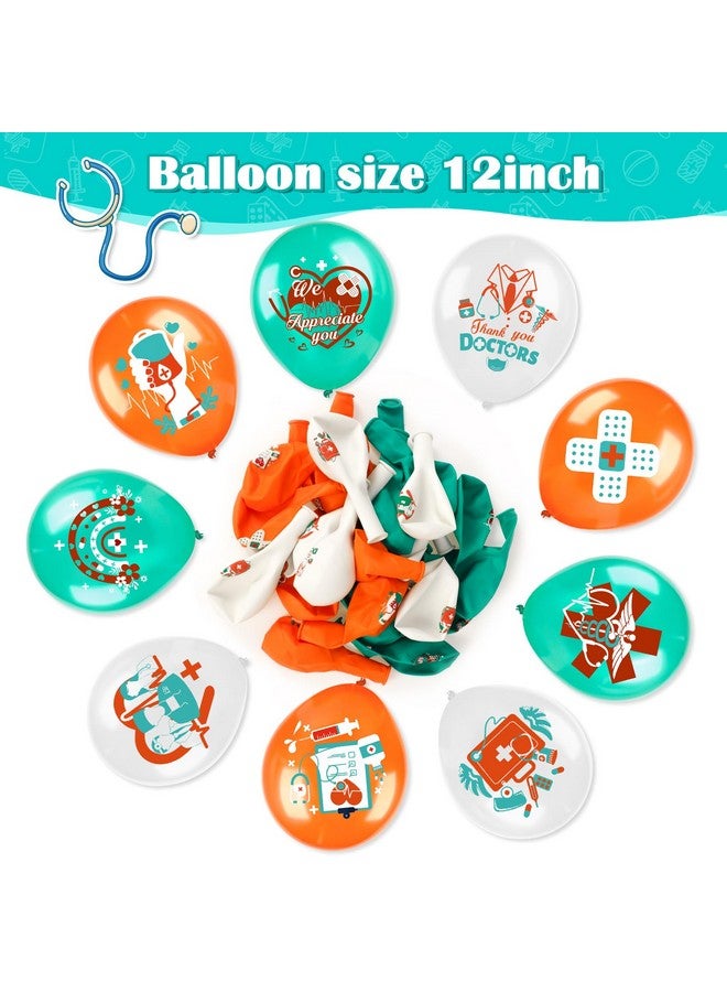 HOWAF بالونات شكرًا للأطباء من HOWAF، 36 قطعة بالونات لاتكس برتقالية وبيضاء وخضراء لتخرج الأطباء، بالونات لاتكس لتقدير الأطباء في أسبوع الأطباء، زينة تخرج للأطباء - Image 3