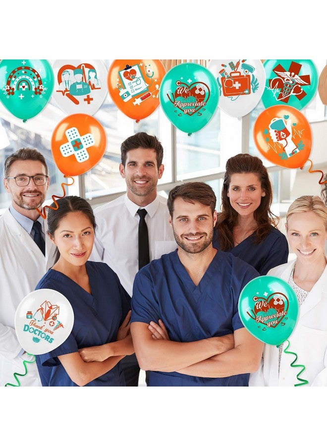 HOWAF بالونات شكرًا للأطباء من HOWAF، 36 قطعة بالونات لاتكس برتقالية وبيضاء وخضراء لتخرج الأطباء، بالونات لاتكس لتقدير الأطباء في أسبوع الأطباء، زينة تخرج للأطباء - Image 4