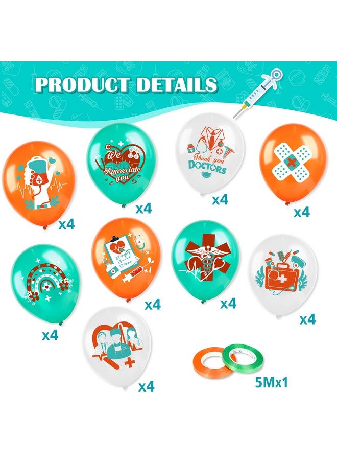HOWAF بالونات شكرًا للأطباء من HOWAF، 36 قطعة بالونات لاتكس برتقالية وبيضاء وخضراء لتخرج الأطباء، بالونات لاتكس لتقدير الأطباء في أسبوع الأطباء، زينة تخرج للأطباء - Image 2