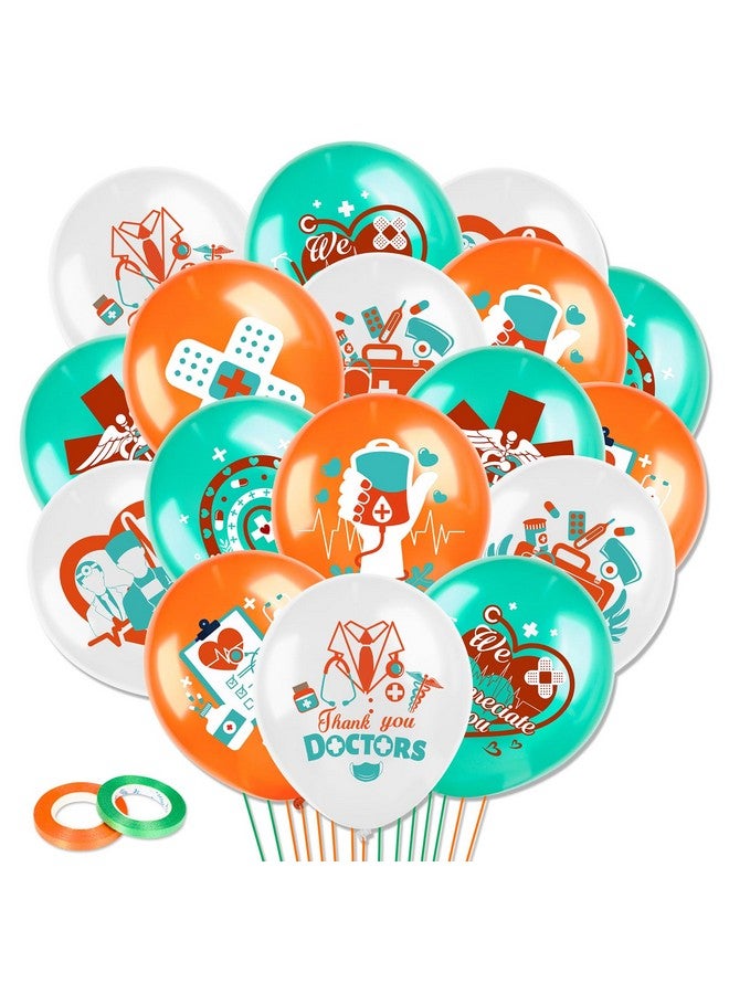 HOWAF بالونات شكرًا للأطباء من HOWAF، 36 قطعة بالونات لاتكس برتقالية وبيضاء وخضراء لتخرج الأطباء، بالونات لاتكس لتقدير الأطباء في أسبوع الأطباء، زينة تخرج للأطباء - Image 1